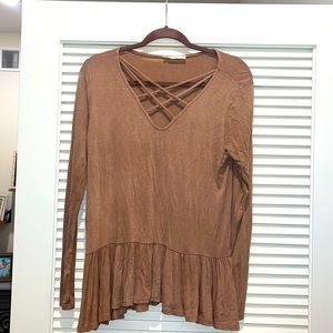 Entro Peplum Long Sleeve Top